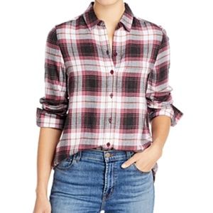 NWT Beach Lunch Lounge Whitney Plaid Button-Down Blouse